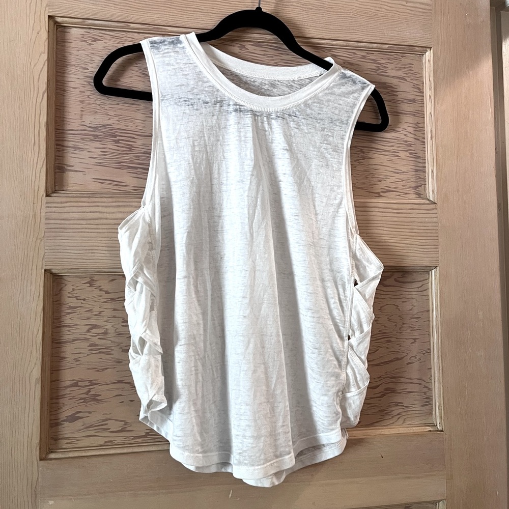White Braided Fabric Muscle Shirt - Gaiam Activewear